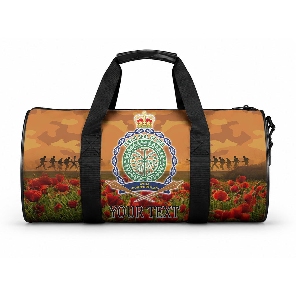 Niue ANZAC Day Personalised Duffle Bag with Poppy Field LT9 One size Art - Polynesian Pride