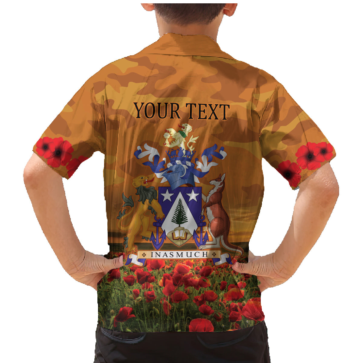 Norfolk Island ANZAC Day Personalised Family Matching Mermaid Dress and Hawaiian Shirt with Poppy Field LT9 - Polynesian Pride