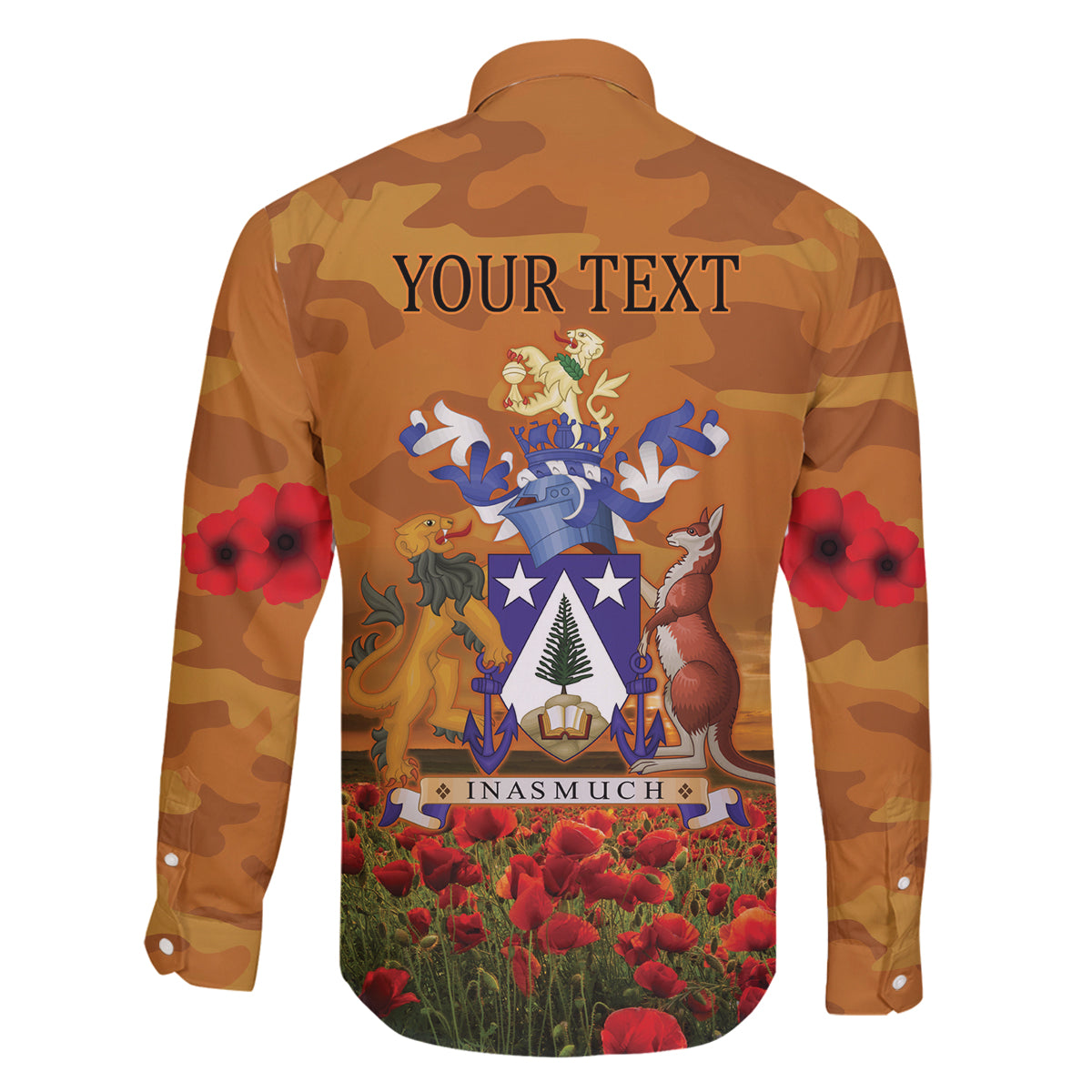 Norfolk Island ANZAC Day Personalised Family Matching Off Shoulder Maxi Dress and Hawaiian Shirt with Poppy Field LT9 - Polynesian Pride