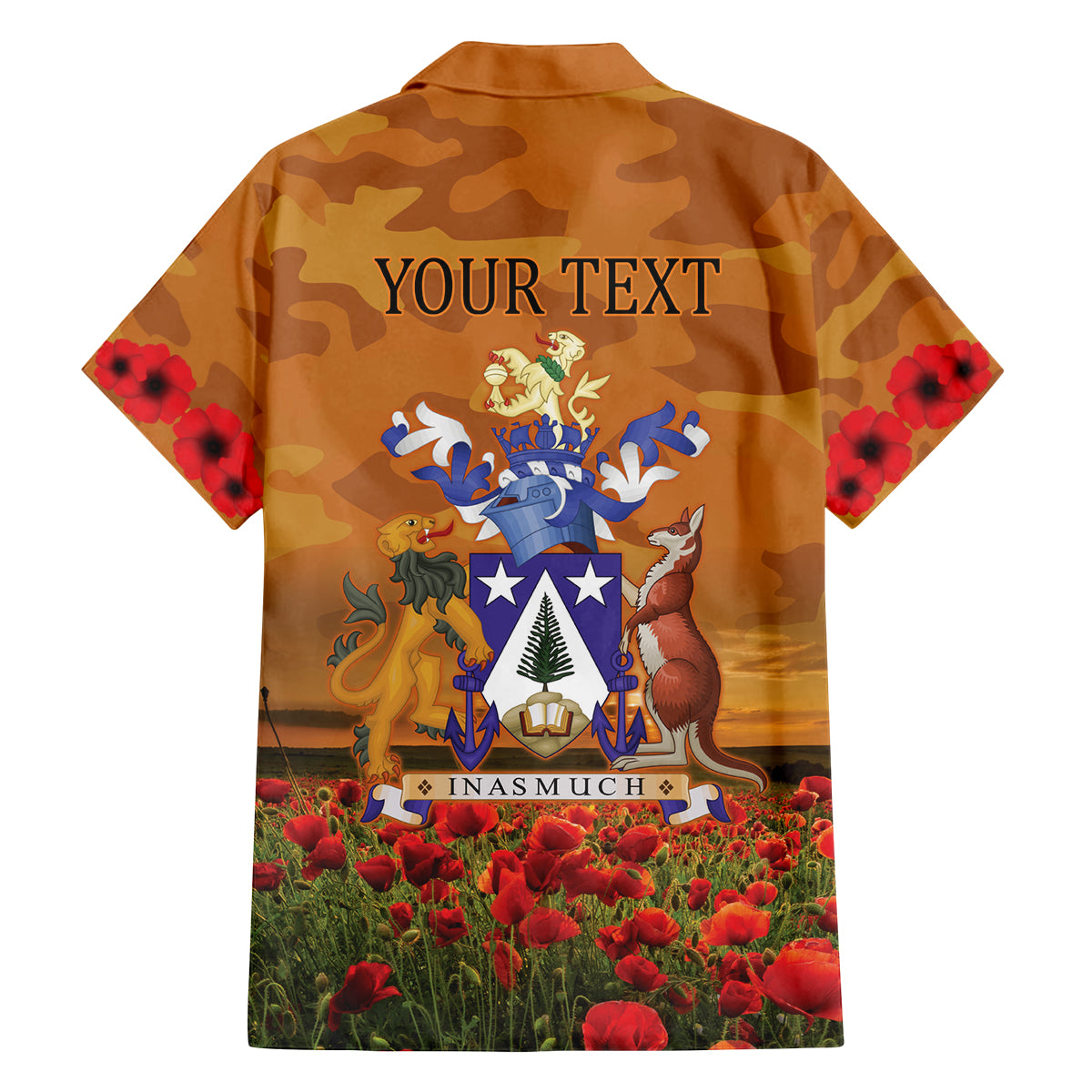 Norfolk Island ANZAC Day Personalised Family Matching Off Shoulder Short Dress and Hawaiian Shirt with Poppy Field LT9 - Polynesian Pride
