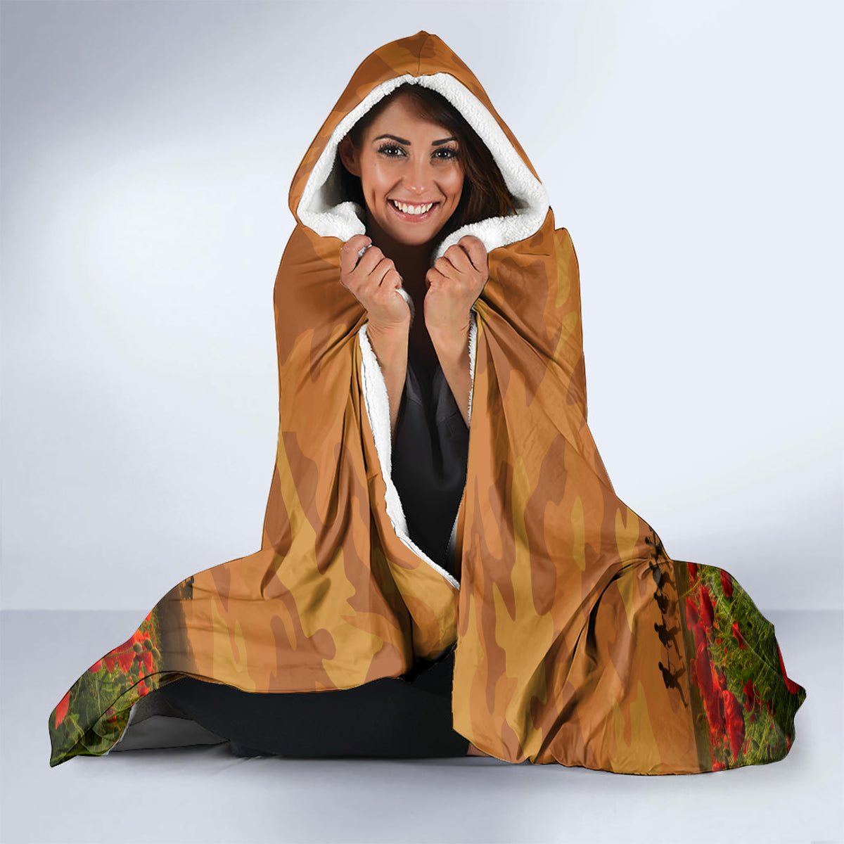 Norfolk Island ANZAC Day Personalised Hooded Blanket with Poppy Field LT9 - Polynesian Pride