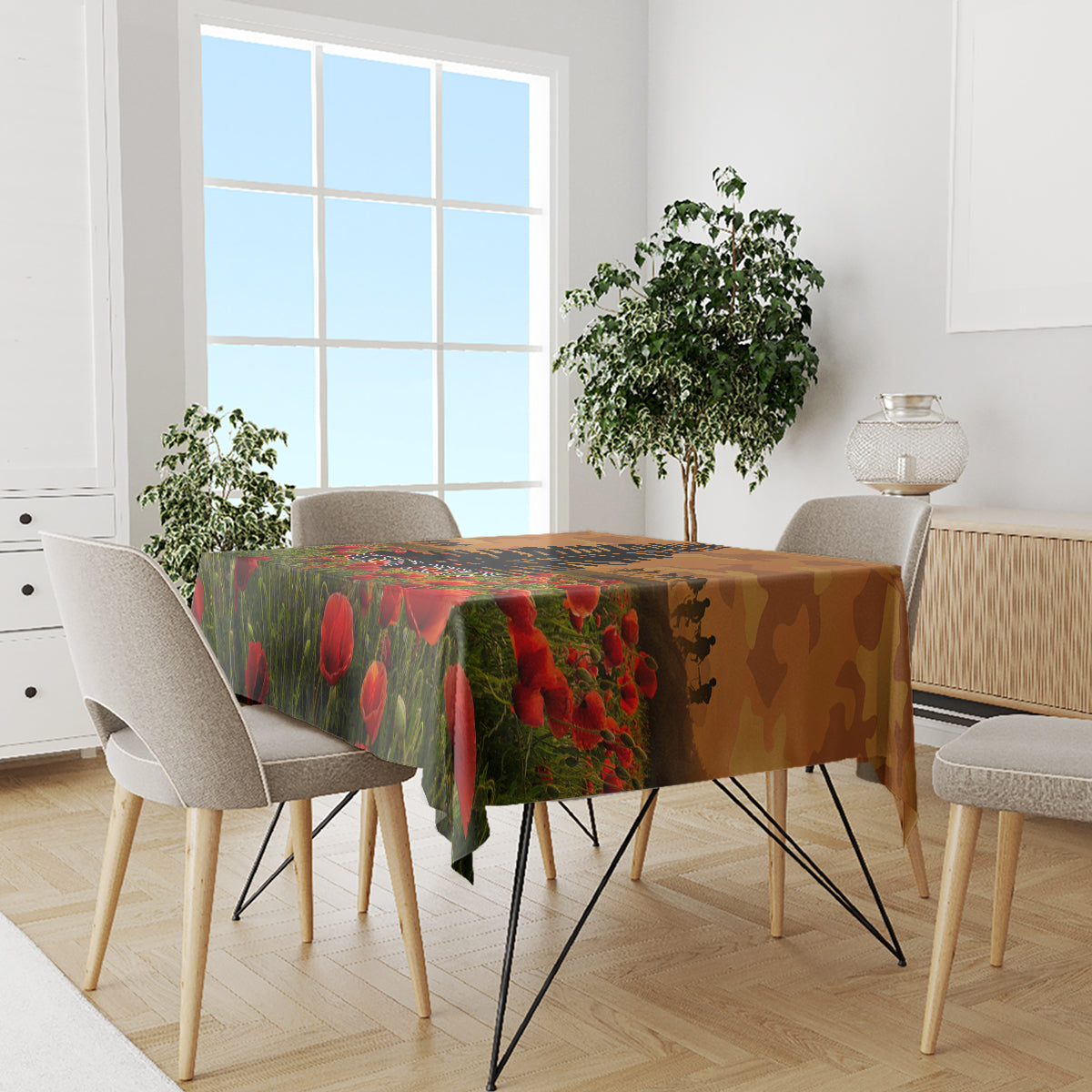 Norfolk Island ANZAC Day Personalised Tablecloth with Poppy Field LT9 - Polynesian Pride