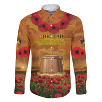 Tokelau ANZAC Day Personalised Family Matching Long Sleeve Bodycon Dress and Hawaiian Shirt with Poppy Field LT9 Dad's Shirt - Long Sleeve Art - Polynesian Pride