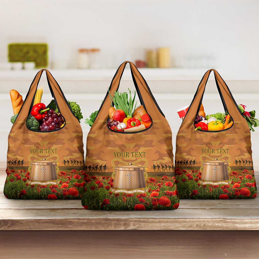 Tokelau ANZAC Day Personalised Grocery Bag with Poppy Field