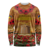 Tokelau ANZAC Day Personalised Long Sleeve Shirt with Poppy Field LT9 Unisex Art - Polynesian Pride