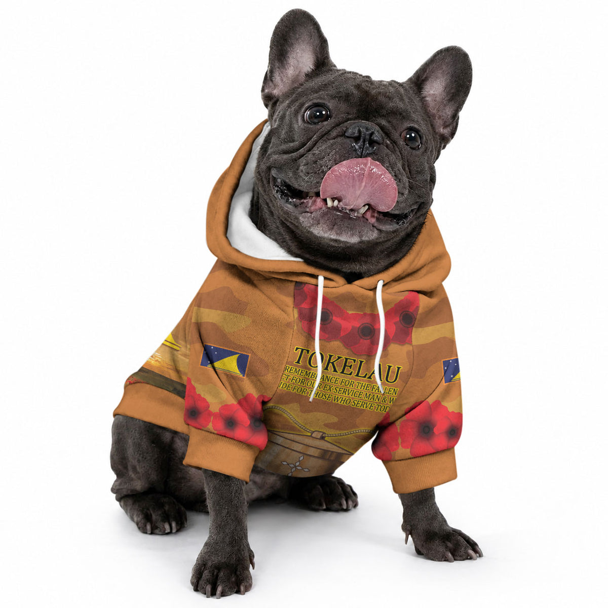 Tokelau ANZAC Day Personalised Pet Hoodie with Poppy Field LT9 - Polynesian Pride
