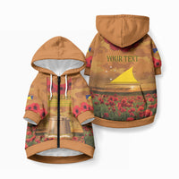 Tokelau ANZAC Day Personalised Pet Hoodie with Poppy Field LT9 Zip-up Art - Polynesian Pride