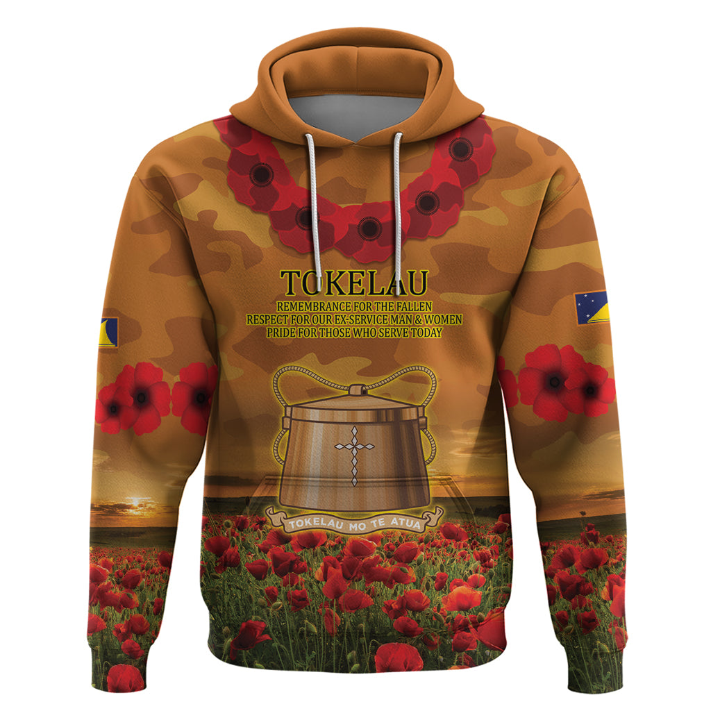Tokelau ANZAC Day Personalised Zip Hoodie with Poppy Field LT9 Pullover Hoodie Art - Polynesian Pride