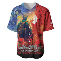 Tonga ANZAC Day Personalised Baseball Jersey Soldier Te Tau Manatui Kinautolu with Poppy Field LT9 Art - Polynesian Pride