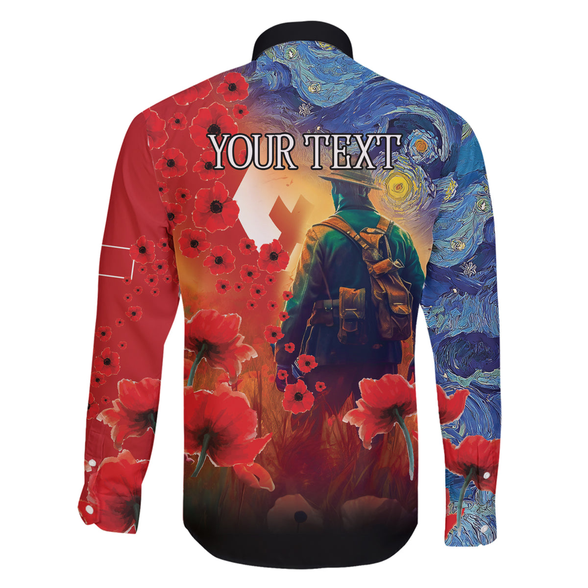 Tonga ANZAC Day Personalised Family Matching Short Sleeve Bodycon Dress and Hawaiian Shirt Soldier Te Tau Manatui Kinautolu with Poppy Field LT9 - Polynesian Pride