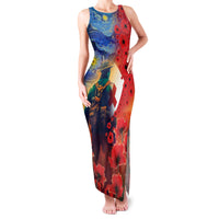 Tonga ANZAC Day Personalised Family Matching Tank Maxi Dress and Hawaiian Shirt Soldier Te Tau Manatui Kinautolu with Poppy Field LT9 Mom's Dress Art - Polynesian Pride