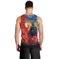 Tonga ANZAC Day Personalised Men Tank Top Soldier Te Tau Manatui Kinautolu with Poppy Field LT9 - Polynesian Pride