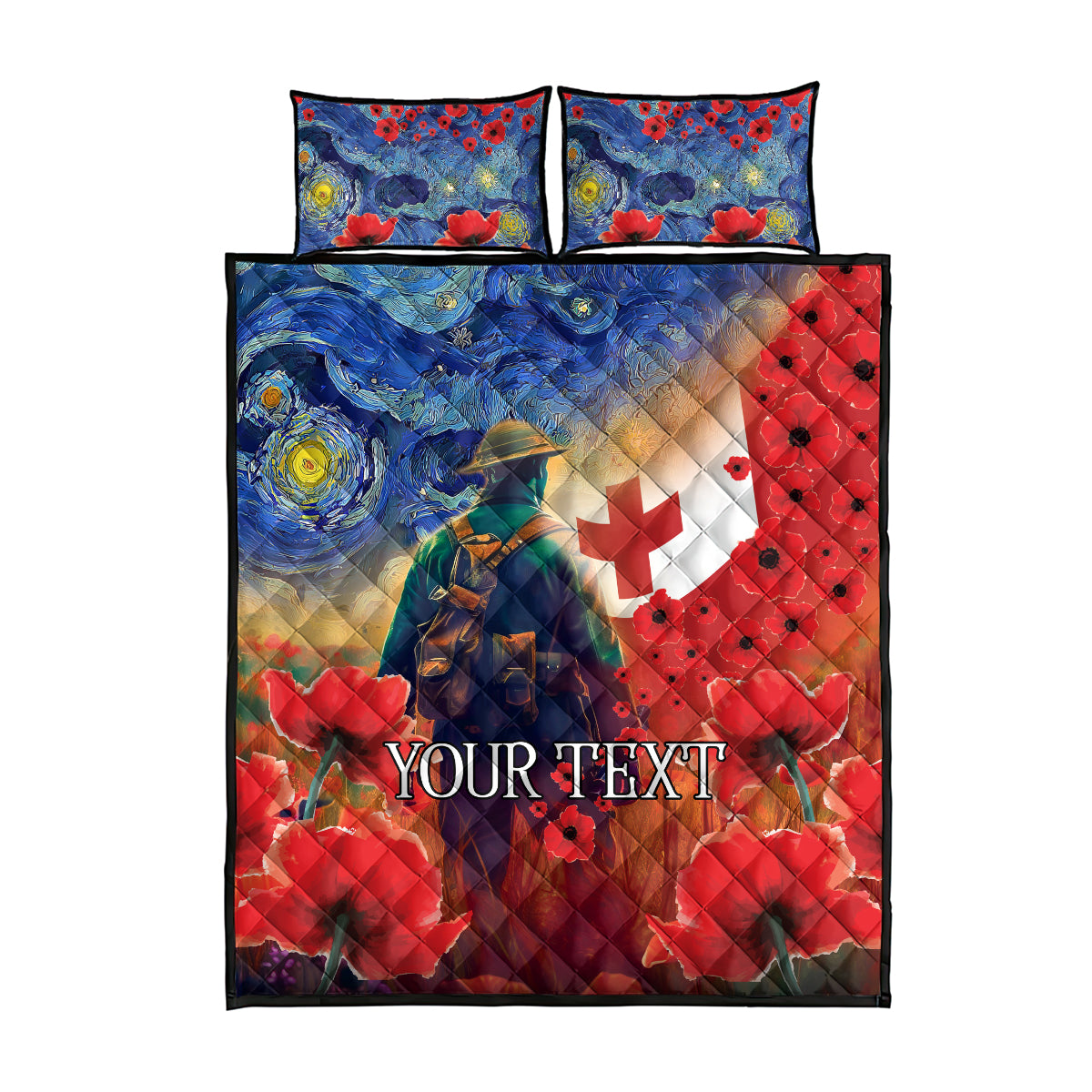 Tonga ANZAC Day Personalised Quilt Bed Set Soldier Te Tau Manatui Kinautolu with Poppy Field LT9 - Polynesian Pride