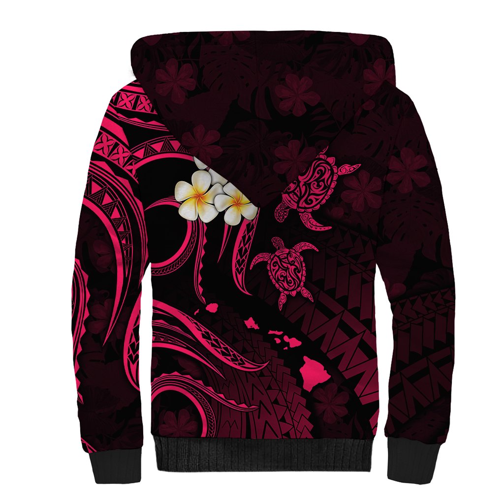 Hawaii Sherpa Hoodie Niihau Islands Polynesian Sunset Plumeria Pink Vibe LT9 - Polynesian Pride