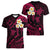 Hawaii Women V Neck T Shirt Niihau Islands Polynesian Sunset Plumeria Pink Vibe LT9 - Polynesian Pride