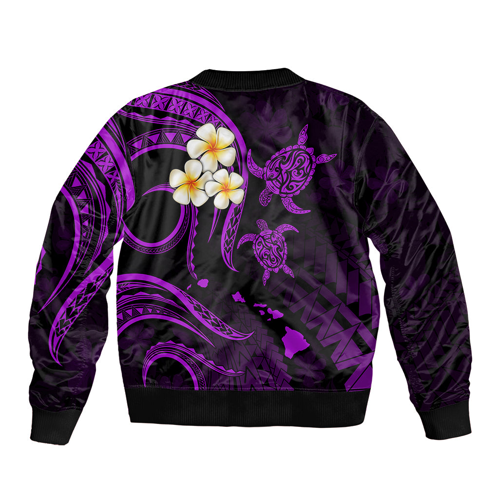 Polynesian Hawaii Bomber Jacket Niihau Islands with Pacific Plumeria Purple Vibe LT9 - Polynesian Pride