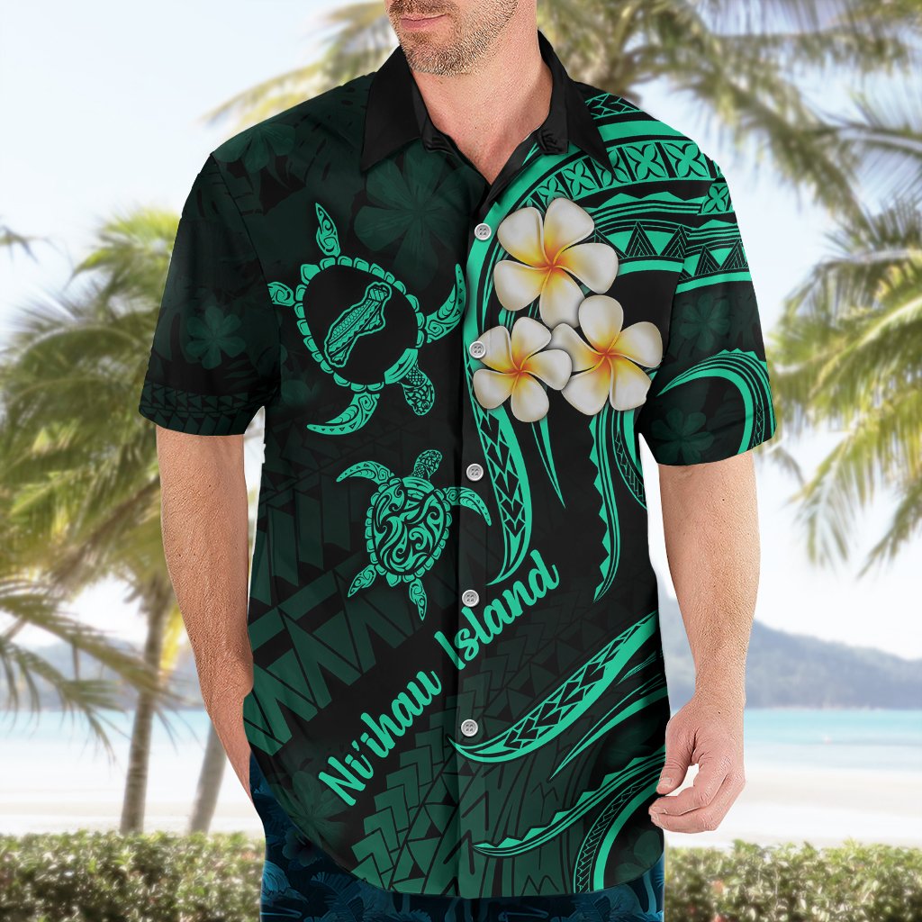 Polynesian Hawaii Hawaiian Shirt Niihau Islands with Pacific Plumeria Turquoise Vibe LT9 - Polynesian Pride