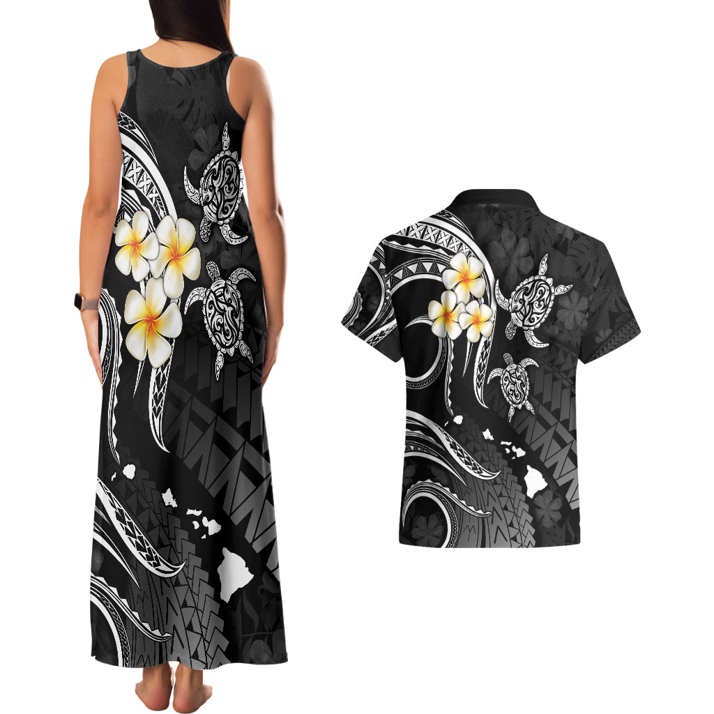 Polynesian Hawaii Couples Matching Tank Maxi Dress And Hawaiian Shirt Niihau Islands with Pacific Plumeria White Vibe LT9 - Polynesian Pride