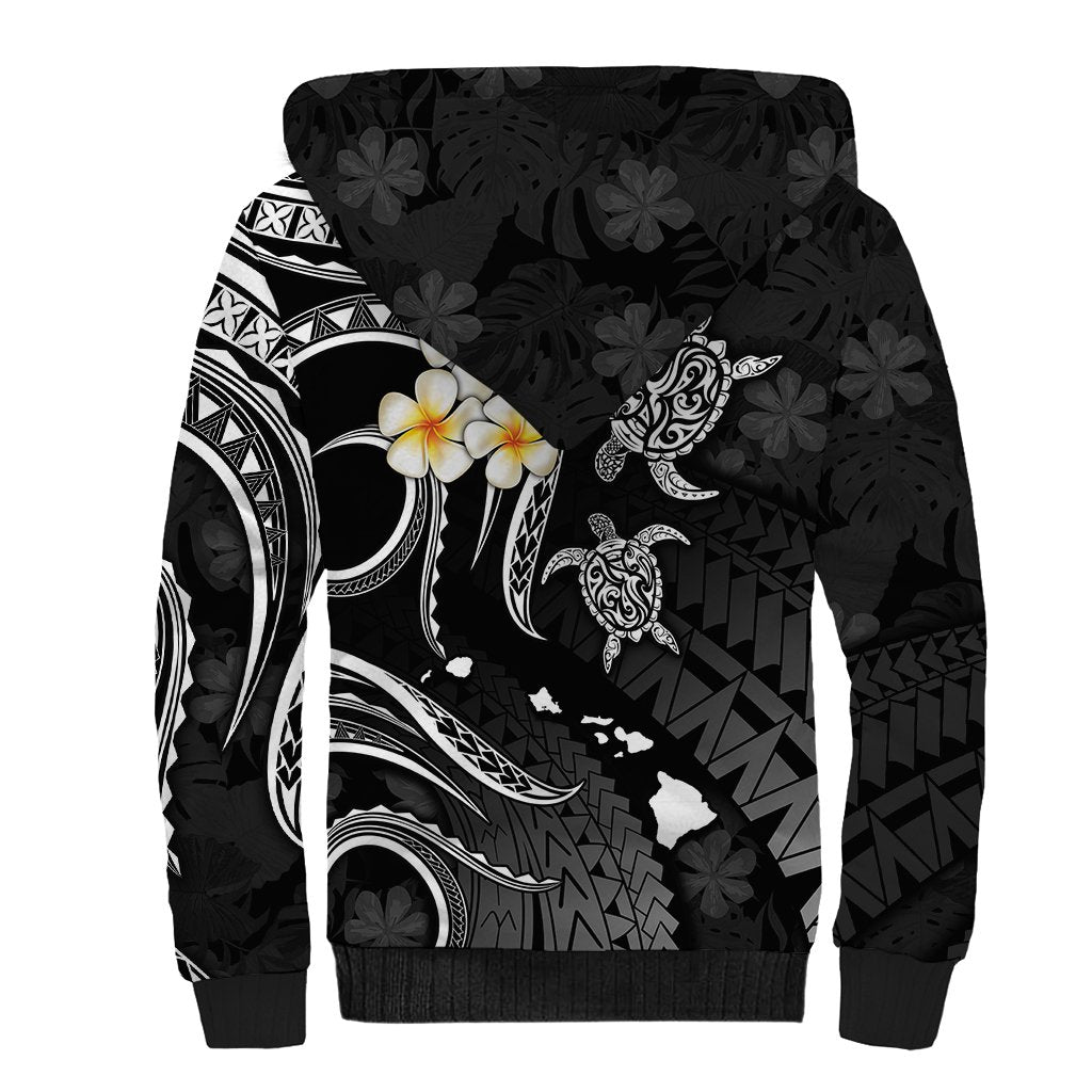 Polynesian Hawaii Sherpa Hoodie Niihau Islands with Pacific Plumeria White Vibe LT9 - Polynesian Pride