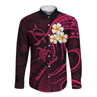 Hawaii Long Sleeve Button Shirt Molokai Islands Polynesian Sunset Plumeria Pink Vibe LT9 Unisex Pink - Polynesian Pride