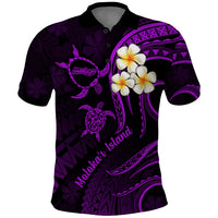 Polynesian Hawaii Polo Shirt Molokai Islands with Pacific Plumeria Purple Vibe LT9 Purple - Polynesian Pride