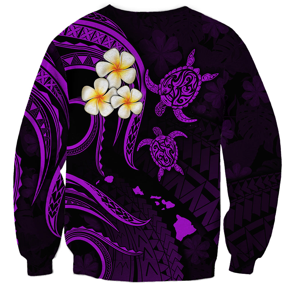 Polynesian Hawaii Sweatshirt Molokai Islands with Pacific Plumeria Purple Vibe LT9 - Polynesian Pride