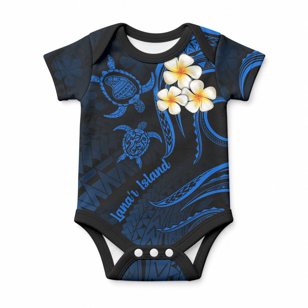 Hawaii Lanai Islands Baby Onesie Polynesian Sunset Plumeria Blue Vibe LT9 Blue - Polynesian Pride