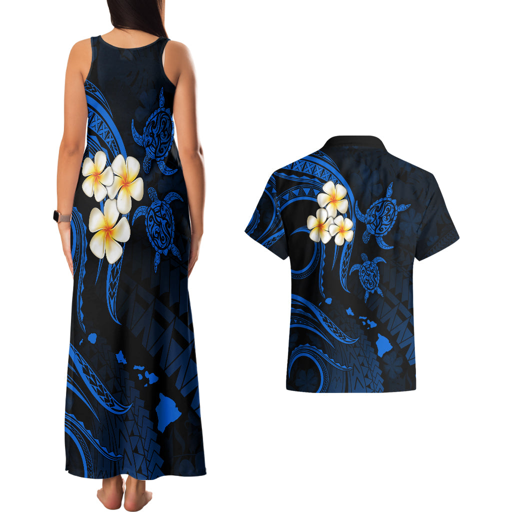 Hawaii Couples Matching Tank Maxi Dress And Hawaiian Shirt Lanai Islands Polynesian Sunset Plumeria Blue Vibe LT9 - Polynesian Pride