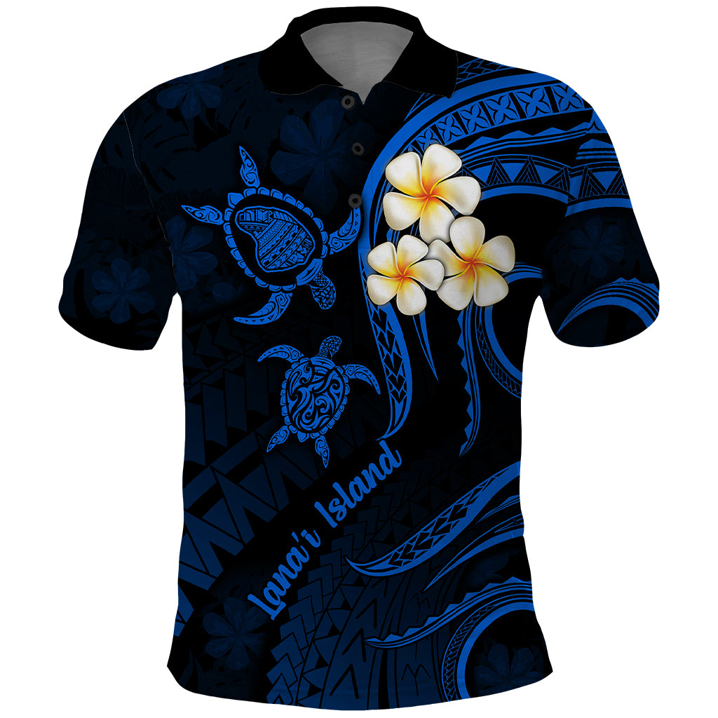 Hawaii Polo Shirt Lanai Islands Polynesian Sunset Plumeria Blue Vibe LT9 Blue - Polynesian Pride