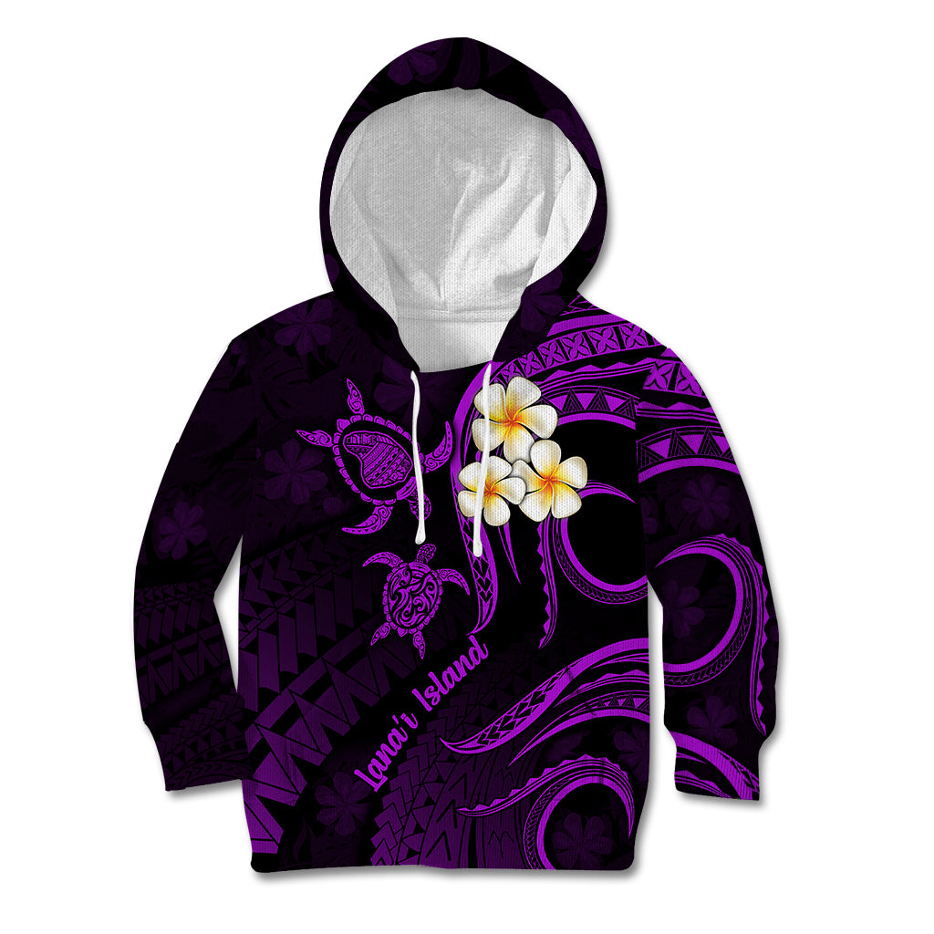 Polynesian Hawaii Kid Hoodie Lanai Islands with Pacific Plumeria Purple Vibe LT9 Hoodie Purple - Polynesian Pride