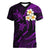 Polynesian Hawaii Women V Neck T Shirt Lanai Islands with Pacific Plumeria Purple Vibe LT9 Female Purple - Polynesian Pride