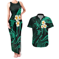 Polynesian Hawaii Couples Matching Tank Maxi Dress And Hawaiian Shirt Lanai Islands with Pacific Plumeria Turquoise Vibe LT9 Turquoise - Polynesian Pride