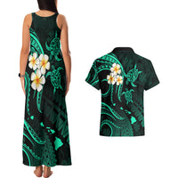 Polynesian Hawaii Couples Matching Tank Maxi Dress And Hawaiian Shirt Lanai Islands with Pacific Plumeria Turquoise Vibe LT9 - Polynesian Pride