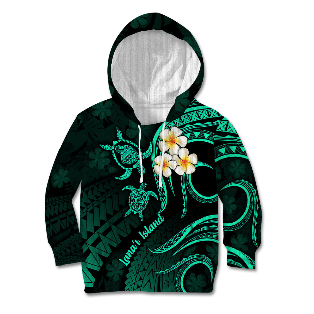 Polynesian Hawaii Kid Hoodie Lanai Islands with Pacific Plumeria Turquoise Vibe LT9 Hoodie Turquoise - Polynesian Pride