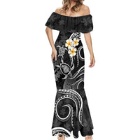 Polynesian Hawaii Mermaid Dress Lanai Islands with Pacific Plumeria White Vibe LT9 - Polynesian Pride