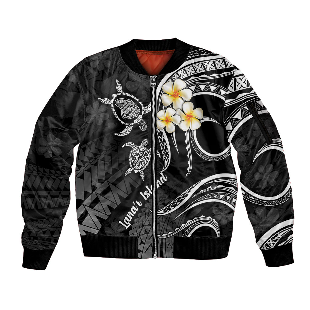 Polynesian Hawaii Sleeve Zip Bomber Jacket Lanai Islands with Pacific Plumeria White Vibe LT9 Unisex White - Polynesian Pride
