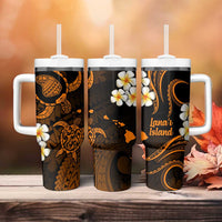 Hawaii Lanaʻi Islands Pacific Plumeria Tumbler With Handle Gold Polynesian Tattoo