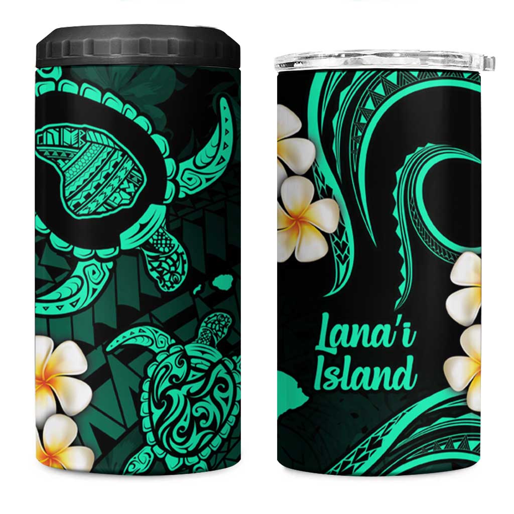 Hawaii Lanai Islands Pacific Plumeria 4 in 1 Can Cooler Tumbler Turquoise Polynesian Tattoo LT9 One Size: 16 oz Turquoise - Polynesian Pride