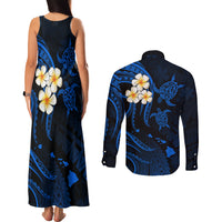 Hawaii Couples Matching Tank Maxi Dress and Long Sleeve Button Shirts Kauai Islands Polynesian Sunset Plumeria LT9 - Polynesian Pride