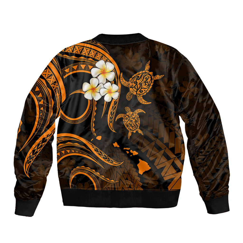 Hawaii Bomber Jacket Kauai Islands Polynesian Sunset Plumeria Gold Vibe LT9 - Polynesian Pride
