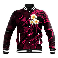 Hawaii Baseball Jacket Kauai Islands Polynesian Sunset Plumeria Pink Vibe LT9 Unisex Pink - Polynesian Pride