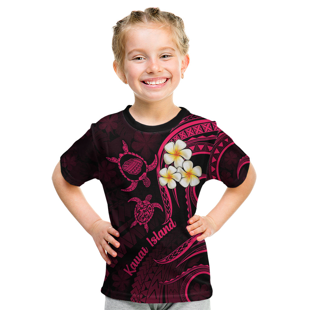 Hawaii Kid T Shirt Kauai Islands Polynesian Sunset Plumeria Pink Vibe LT9 Pink - Polynesian Pride