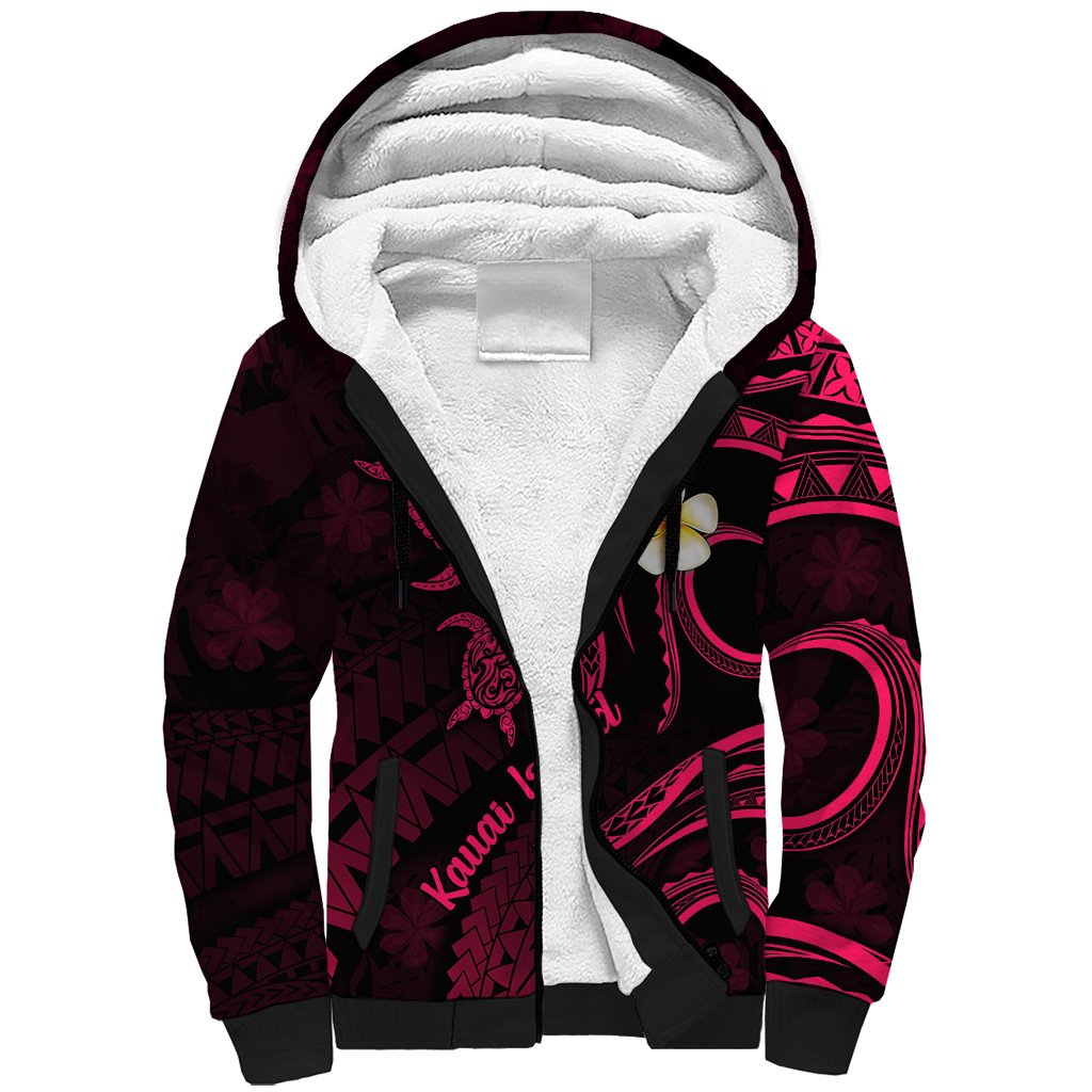 Hawaii Sherpa Hoodie Kauai Islands Polynesian Sunset Plumeria Pink Vibe LT9 Unisex Pink - Polynesian Pride