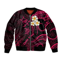 Hawaii Sleeve Zip Bomber Jacket Kauai Islands Polynesian Sunset Plumeria Pink Vibe LT9 Unisex Pink - Polynesian Pride