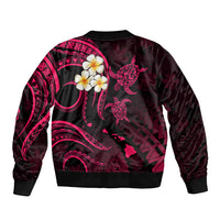 Hawaii Sleeve Zip Bomber Jacket Kauai Islands Polynesian Sunset Plumeria Pink Vibe LT9 - Polynesian Pride