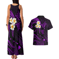 Polynesian Hawaii Couples Matching Tank Maxi Dress And Hawaiian Shirt Kauai Islands with Pacific Plumeria Purple Vibe LT9 - Polynesian Pride