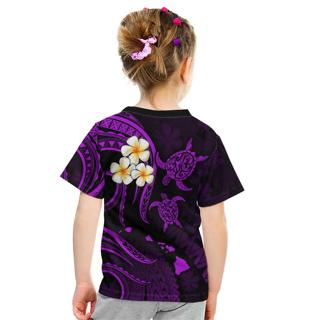 Polynesian Hawaii Kid T Shirt Kauai Islands with Pacific Plumeria Purple Vibe LT9 - Polynesian Pride