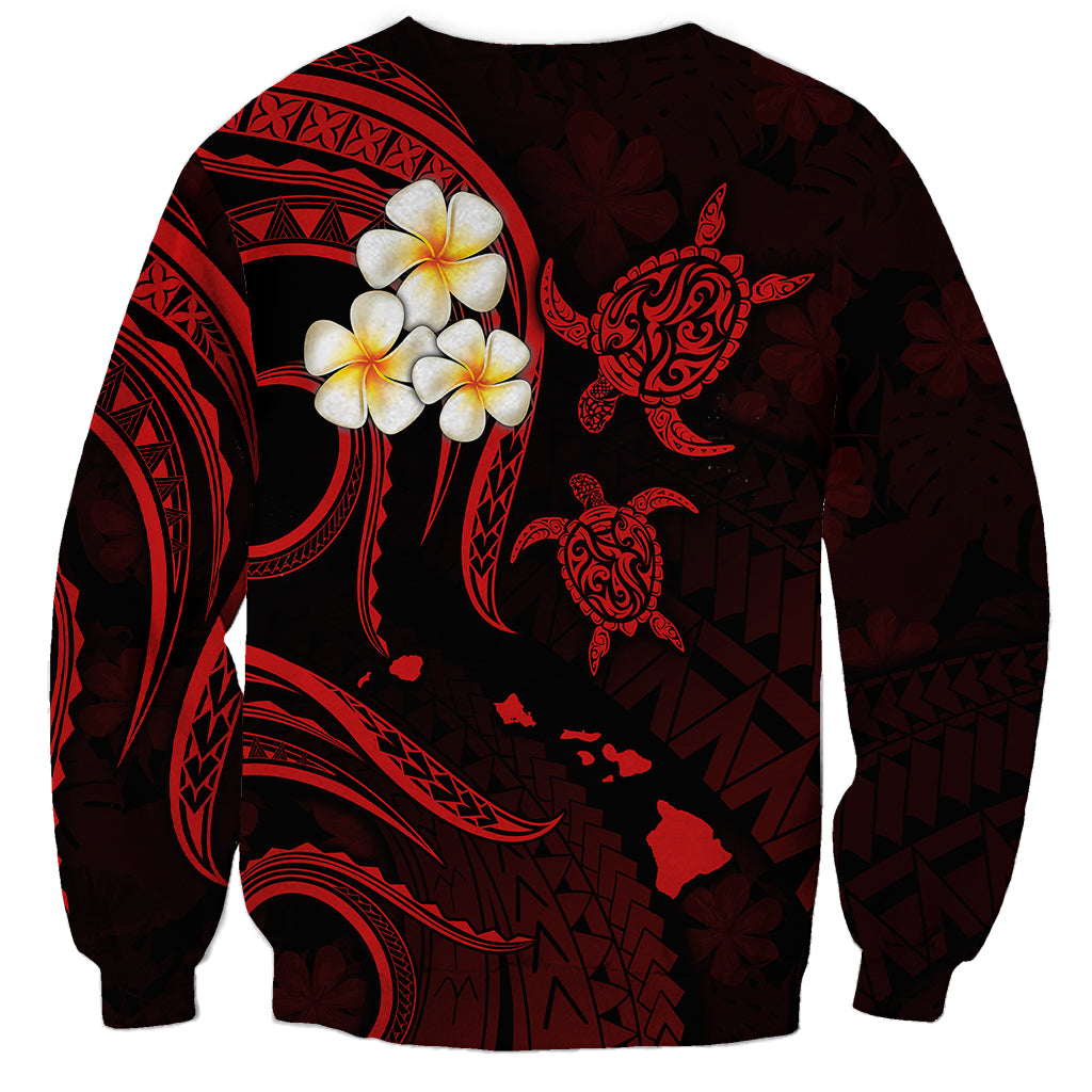 Polynesian Hawaii Sweatshirt Kauai Islands with Pacific Plumeria Red Vibe LT9 - Polynesian Pride