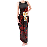 Polynesian Hawaii Tank Maxi Dress Kauai Islands with Pacific Plumeria Red Vibe LT9 Women Red - Polynesian Pride