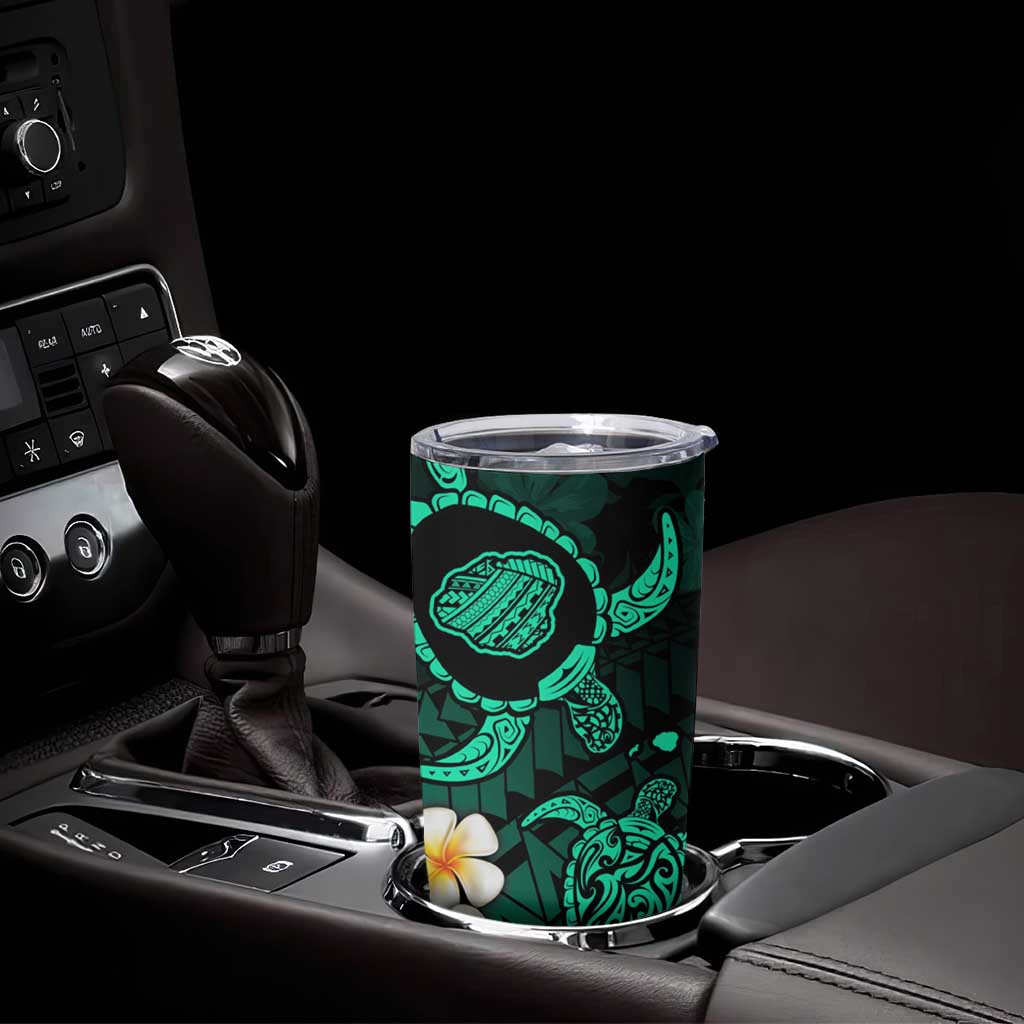 Hawaii Kauai Islands Pacific Plumeria Tumbler Cup Turquoise Polynesian Tattoo